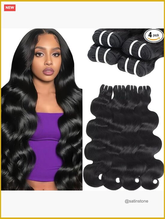 Body Wave Human Hair Bundles 14-20 Inch 4 Bundles Double Weft Quick Weave main image 7